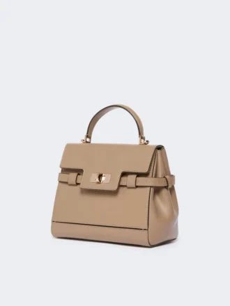 Handtasche aus glattem Leder, schlammfarben