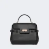 Handtasche aus glattem Leder, schwarz Handtasche aus glattem Leder, schwarz