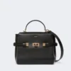 Handtasche aus glattem Leder, schwarz Handtasche aus glattem Leder, schwarz