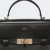 Handtasche aus glattem Leder, schwarz Handtasche aus glattem Leder, schwarz