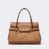 Handtasche aus Kamel- und Leder, kamelfarben Handtasche aus Kamel- und Leder, kamelfarben