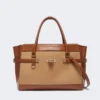 Handtasche aus Kamel- und Leder, kamelfarben Handtasche aus Kamel- und Leder, kamelfarben