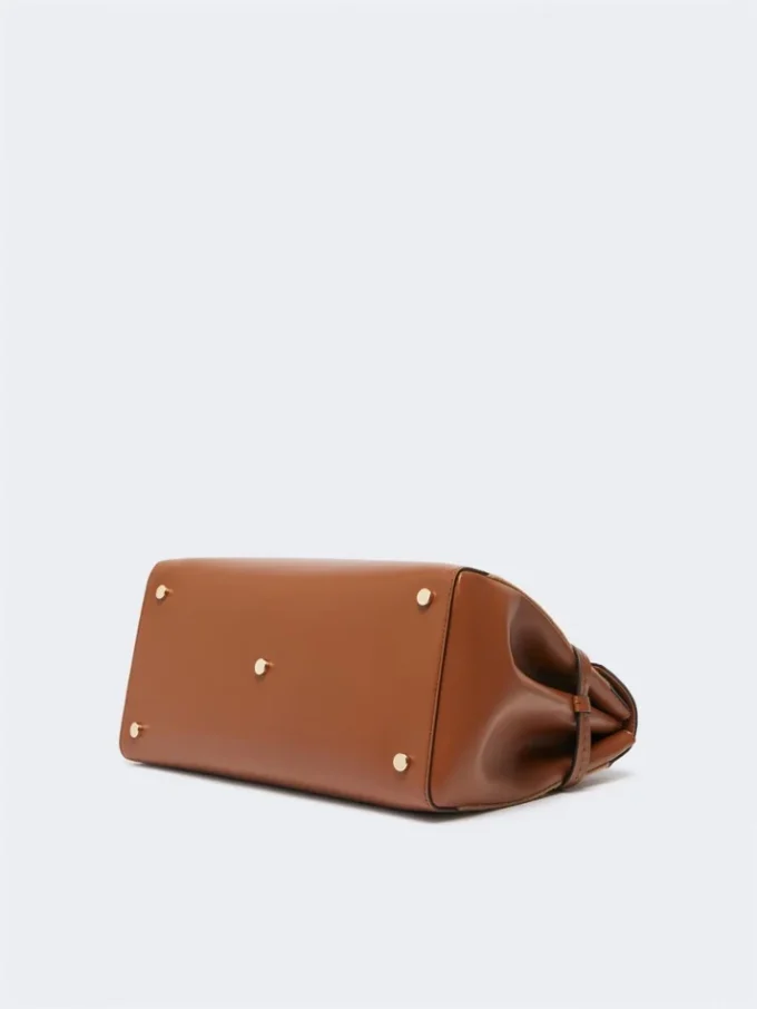 Handtasche aus Kamel- und Leder, kamelfarben Handtasche aus Kamel- und Leder, kamelfarben