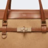 Handtasche aus Kamel- und Leder, kamelfarben Handtasche aus Kamel- und Leder, kamelfarben