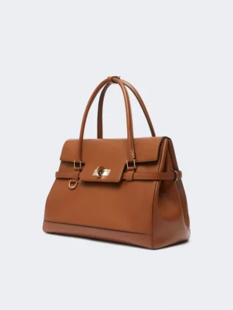 Handtasche aus Naturleder, bernsteinfarben