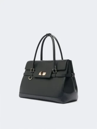 Handtasche aus Naturleder, schwarz
