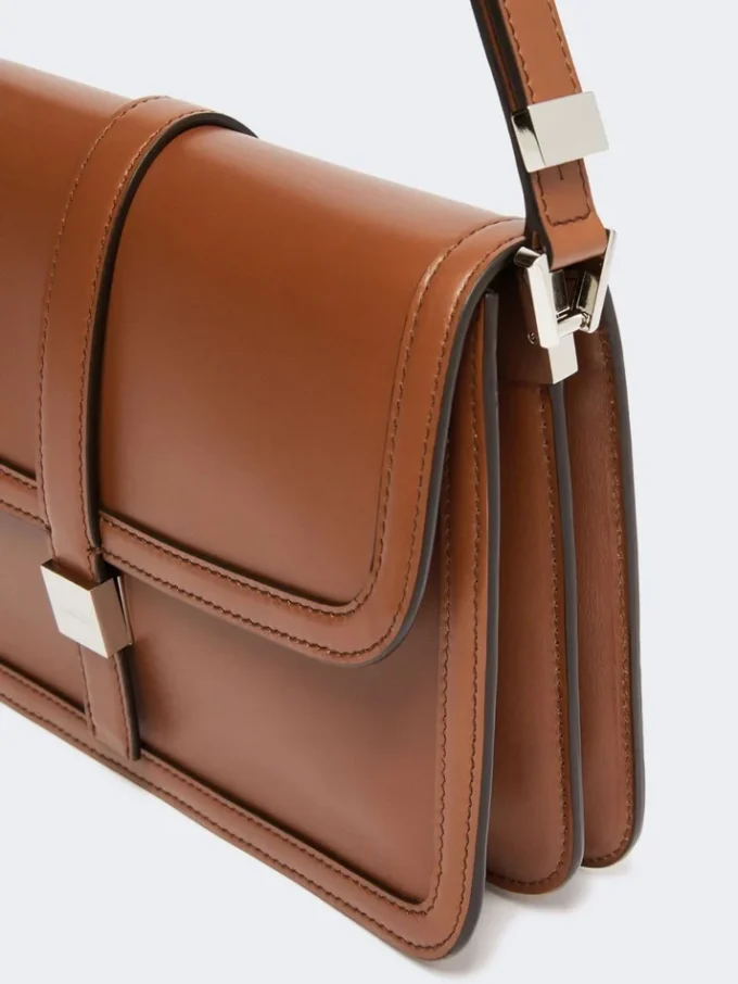 Handtasche aus Naturleder, tabakfarben