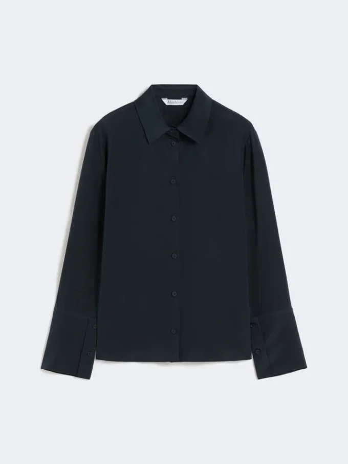 Hemd aus Seiden-Crêpe de Chine, ultramarinblau Hemd aus Seiden-Crêpe de Chine, ultramarinblau