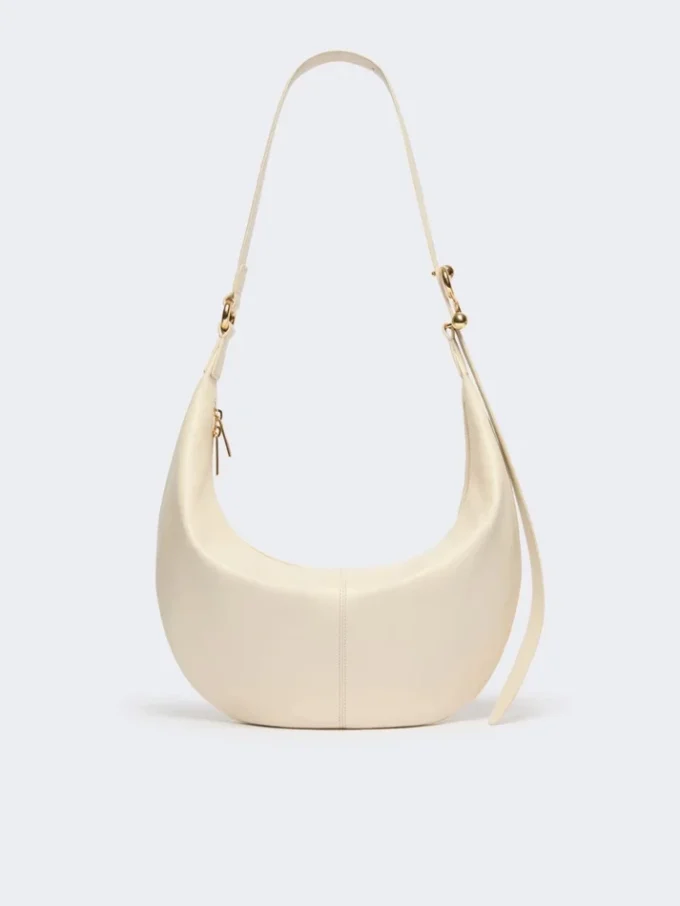 Hobo-Tasche aus Nappaleder, Vanille Hobo-Tasche aus Nappaleder, Vanille