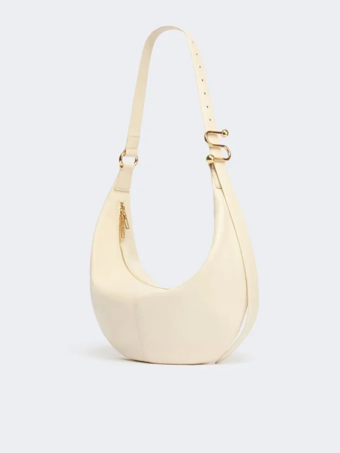 Hobo-Tasche aus Nappaleder, Vanille Hobo-Tasche aus Nappaleder, Vanille