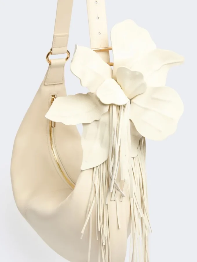 Hobo-Tasche aus Nappaleder, Vanille Hobo-Tasche aus Nappaleder, Vanille