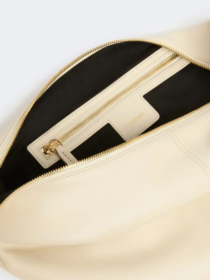 Hobo-Tasche aus Nappaleder, Vanille Hobo-Tasche aus Nappaleder, Vanille