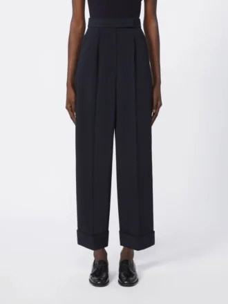 Hoch taillierte Wollhose, ultramarinblau
