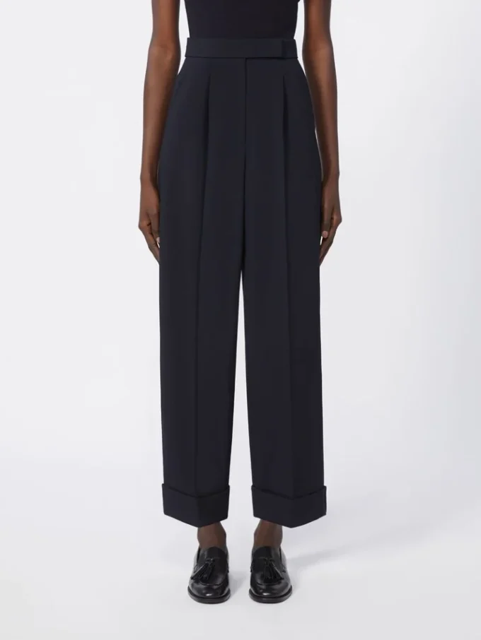 Hoch taillierte Wollhose, ultramarinblau Hoch taillierte Wollhose, ultramarinblau