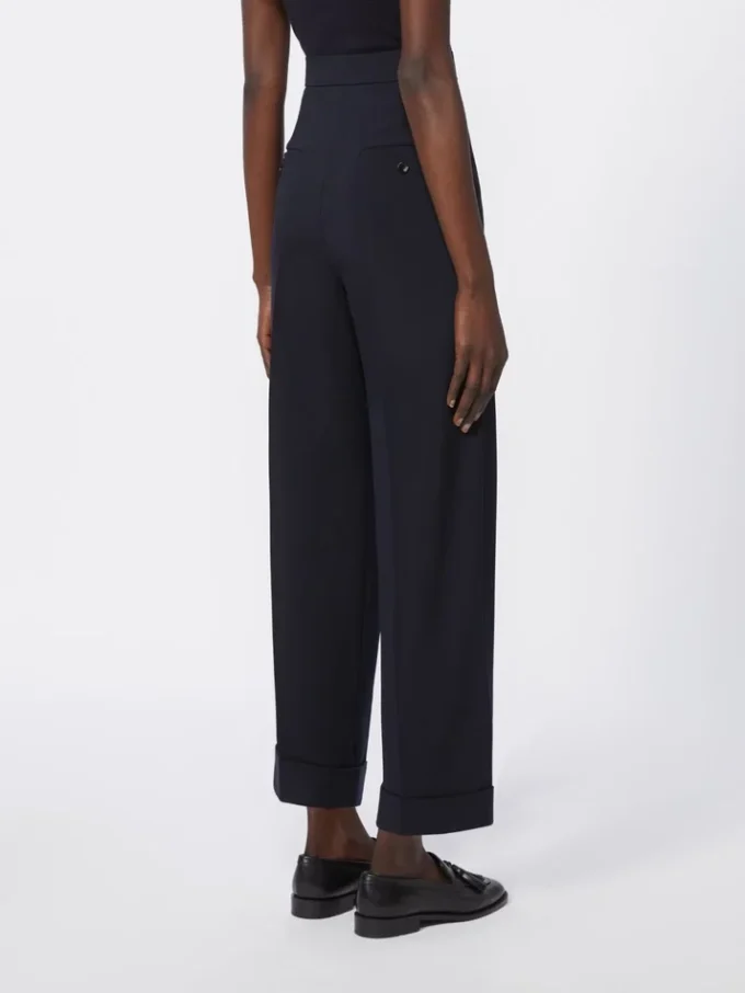 Hoch taillierte Wollhose, ultramarinblau Hoch taillierte Wollhose, ultramarinblau