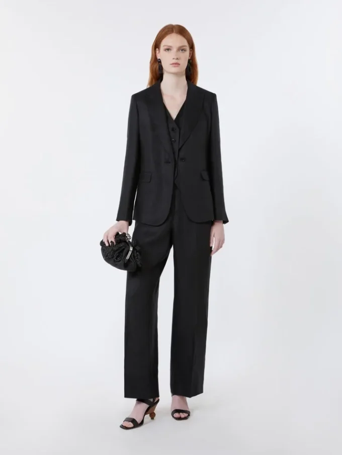 Blazer aus Leinen-Canvas, schwarz Blazer aus Leinen-Canvas, schwarz