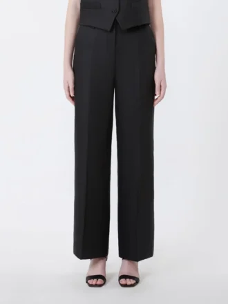 Hose aus Leinen-Canvas, schwarz