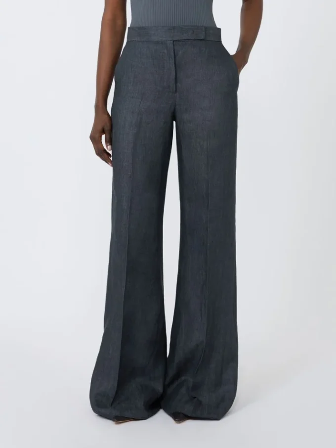 Hose aus Leinen-Twill mit Fischgrätenmuster, mittelgrau Hose aus Leinen-Twill mit Fischgrätenmuster, mittelgrau