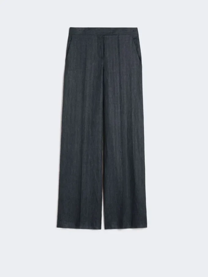Hose aus Leinen-Twill mit Fischgrätenmuster, mittelgrau Hose aus Leinen-Twill mit Fischgrätenmuster, mittelgrau