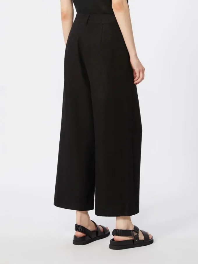 Hose aus Stretch-Baumwolle und Leinen, schwarz