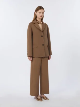 Einreihige Wolle-Jacke aus doppelseitigem Stoff, kamelfarben