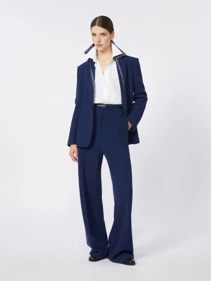Hose aus Wollpiqué, China-Blau Hose aus Wollpiqué, China-Blau