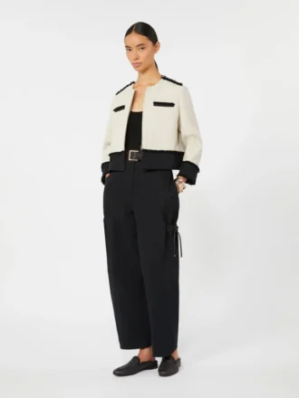 Jacke aus Baumwolle und Leinen im Korbgeflecht-Design, beige