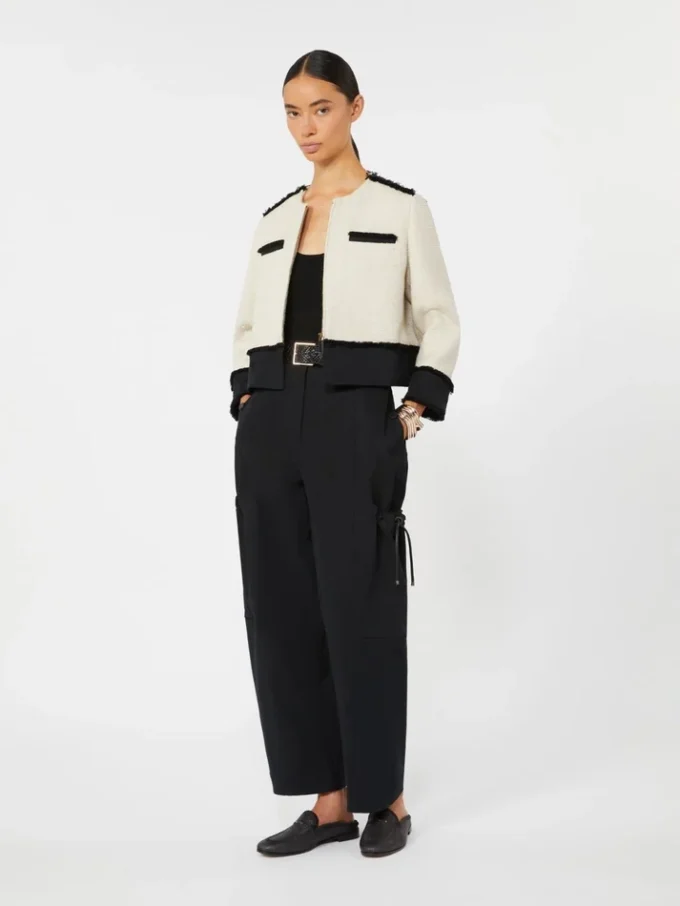 Jacke aus Baumwolle und Leinen im Korbgeflecht-Design, beige Jacke aus Baumwolle und Leinen im Korbgeflecht-Design, beige