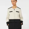 Jacke aus Baumwolle und Leinen im Korbgeflecht-Design, beige Jacke aus Baumwolle und Leinen im Korbgeflecht-Design, beige