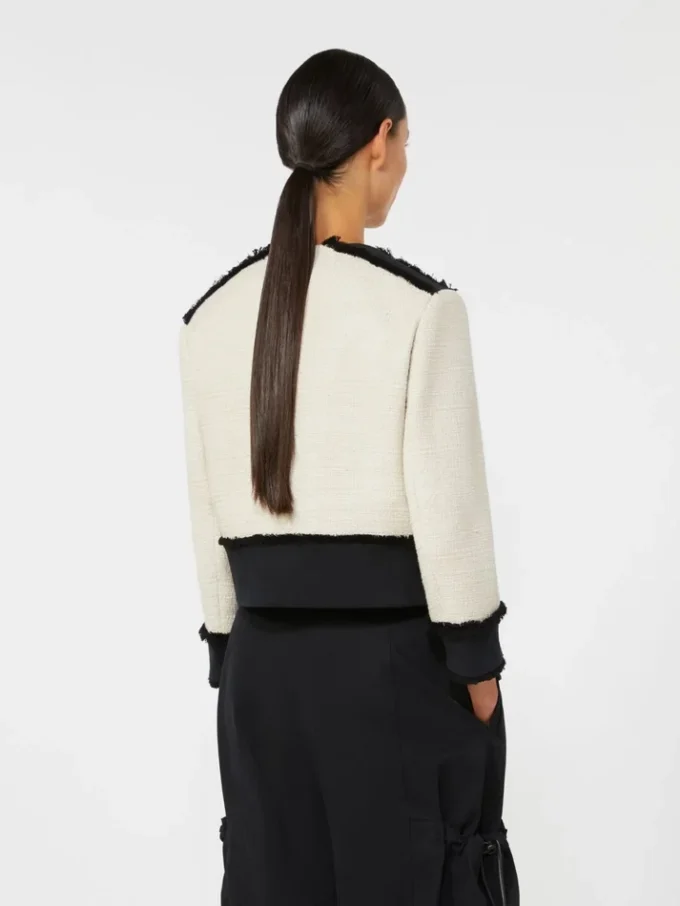 Jacke aus Baumwolle und Leinen im Korbgeflecht-Design, beige Jacke aus Baumwolle und Leinen im Korbgeflecht-Design, beige