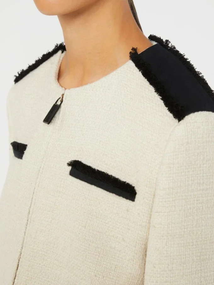 Jacke aus Baumwolle und Leinen im Korbgeflecht-Design, beige Jacke aus Baumwolle und Leinen im Korbgeflecht-Design, beige