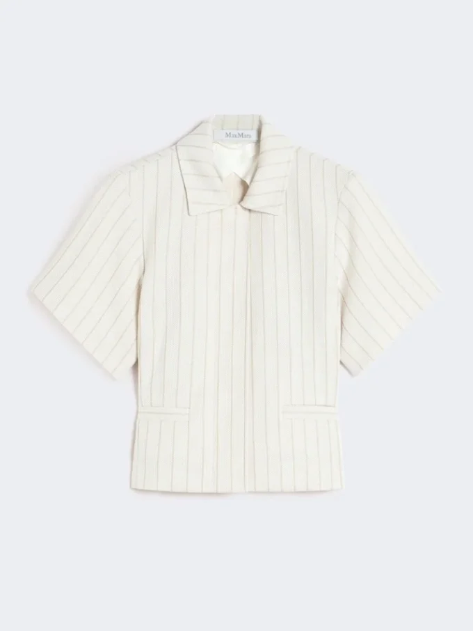 Jacke aus Piqua-Jersey mit Nadelstreifen, weiß Jacke aus Piqua-Jersey mit Nadelstreifen, weiß