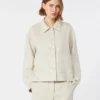 Jacke aus Stretch-Leinen und Baumwolle, elfenbeinfarben Jacke aus Stretch-Leinen und Baumwolle, elfenbeinfarben