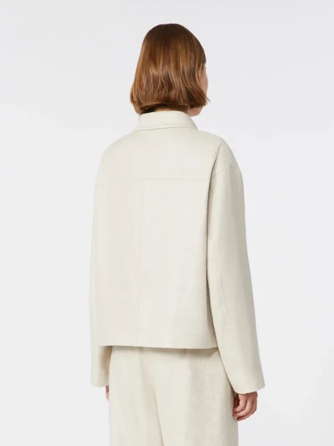 Jacke aus Stretch-Leinen und Baumwolle, elfenbeinfarben Jacke aus Stretch-Leinen und Baumwolle, elfenbeinfarben