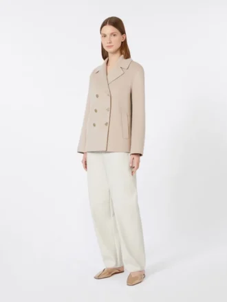 Jacke aus Woll-Broadcloth, beige-rosa