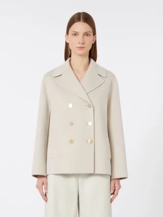 Jacke aus Woll-Broadcloth, sandfarben