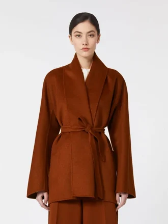 Jacke im Robenstil in Camel, Terrakotta