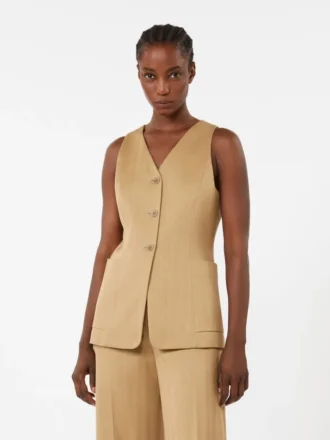 Jacquard-Jersey-Weste mit Nadelstreifen, Desert