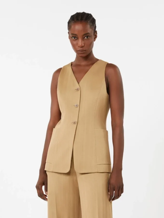 Jacquard-Jersey-Weste mit Nadelstreifen, Desert Jacquard-Jersey-Weste mit Nadelstreifen, Desert