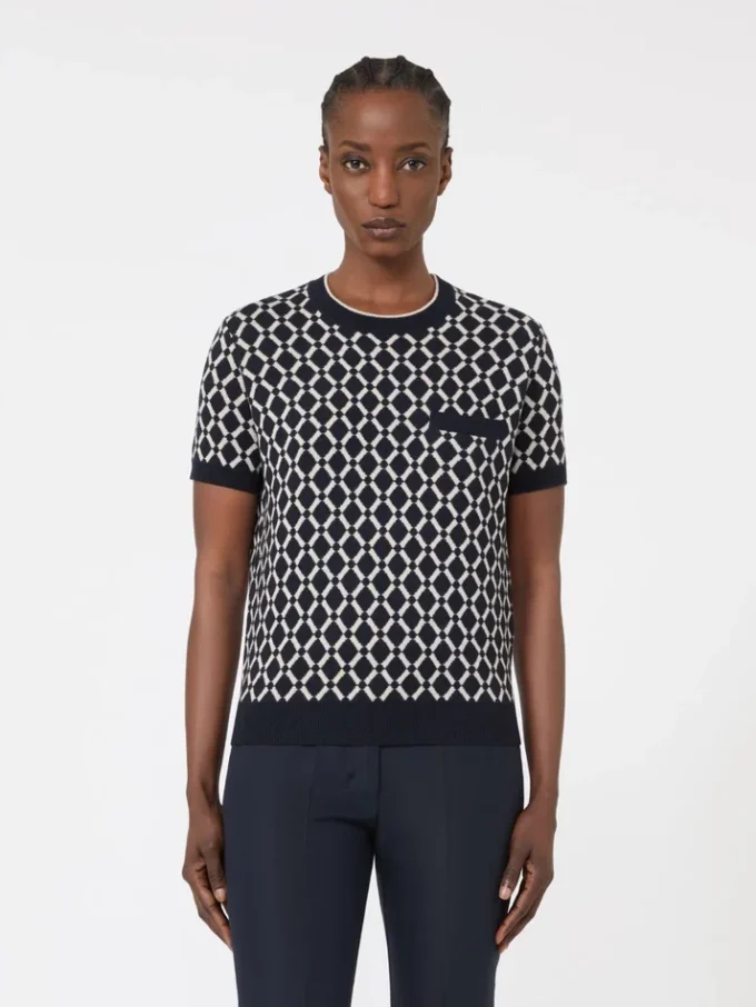 Jacquard-Pullover aus Wolle, ultramarinblau Jacquard-Pullover aus Wolle, ultramarinblau