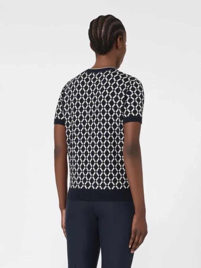 Jacquard-Pullover aus Wolle, ultramarinblau Jacquard-Pullover aus Wolle, ultramarinblau