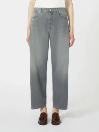 Jeans aus Denim mit Barrel-Leg-Schnitt, mittelgrau