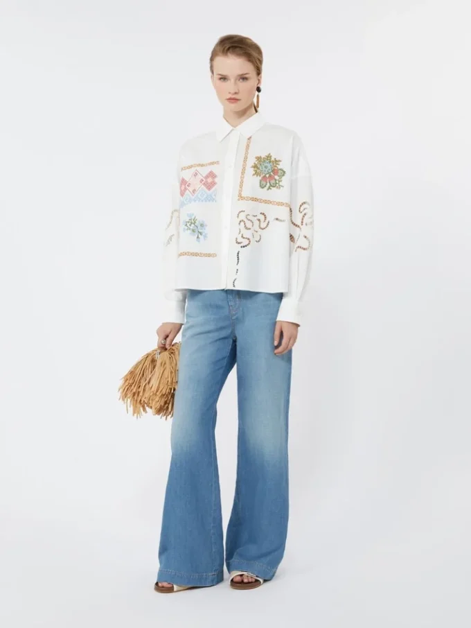 Jeans aus Leinen und Baumwoll-Denim, marineblau Jeans aus Leinen und Baumwoll-Denim, marineblau