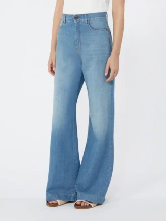 Jeans aus Leinen und Baumwoll-Denim, marineblau