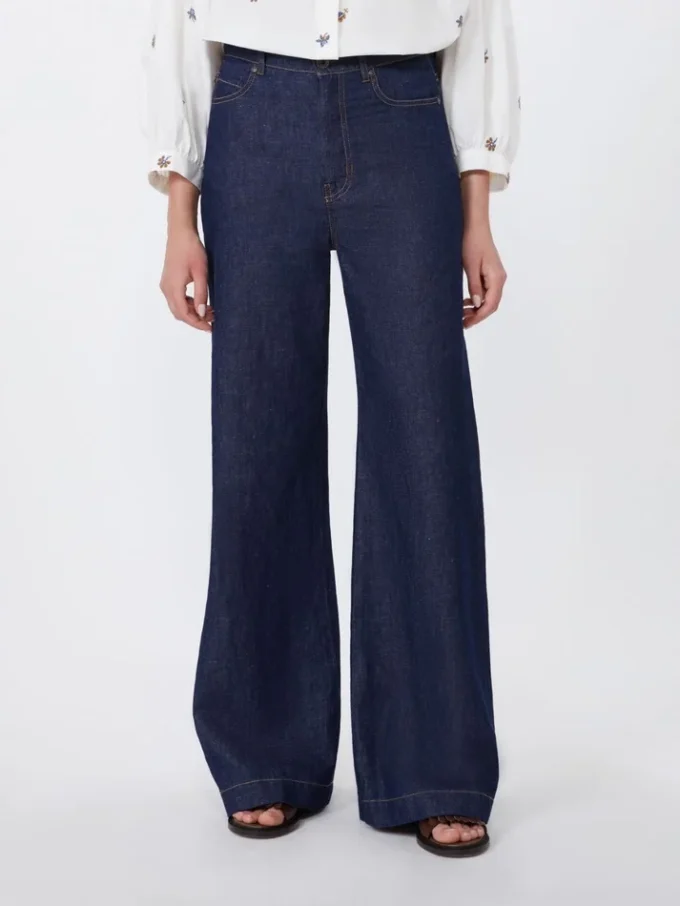 Jeans aus Leinen und Baumwoll-Denim, marineblau Jeans aus Leinen und Baumwoll-Denim, marineblau
