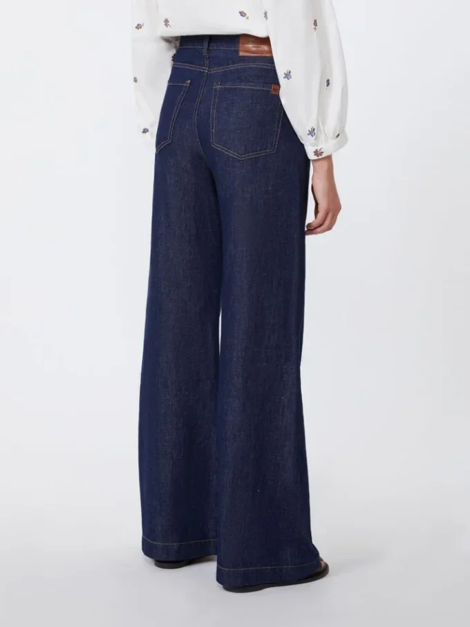 Jeans aus Leinen und Baumwoll-Denim, marineblau Jeans aus Leinen und Baumwoll-Denim, marineblau