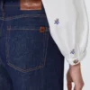 Jeans aus Leinen und Baumwoll-Denim, marineblau Jeans aus Leinen und Baumwoll-Denim, marineblau