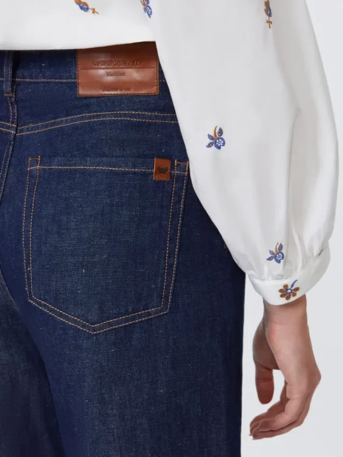 Jeans aus Leinen und Baumwoll-Denim, marineblau Jeans aus Leinen und Baumwoll-Denim, marineblau