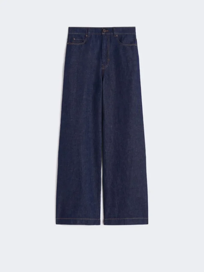 Jeans aus Leinen und Baumwoll-Denim, marineblau Jeans aus Leinen und Baumwoll-Denim, marineblau