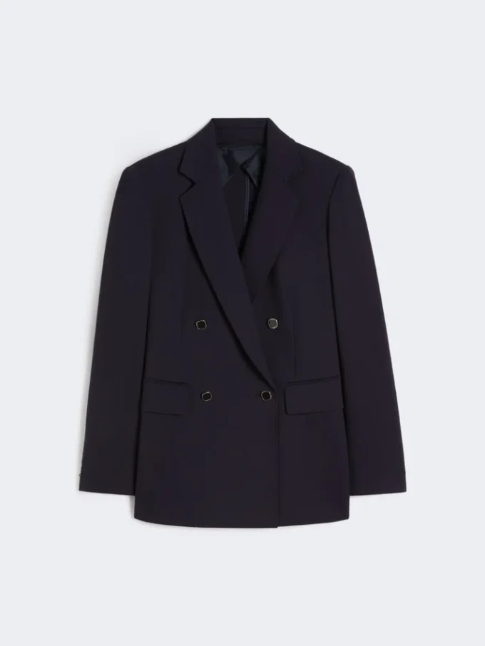 Jersey-Blazer mit Milano-Strickmuster, doppelreihig, marineblau Jersey-Blazer mit Milano-Strickmuster, doppelreihig, marineblau